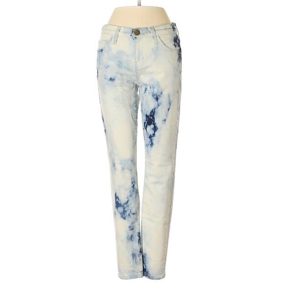 Current/Elliott Blue White Tie-Dyed Straight 25 The Stiletto Cropped Skinny NWT - Picture 1 of 4